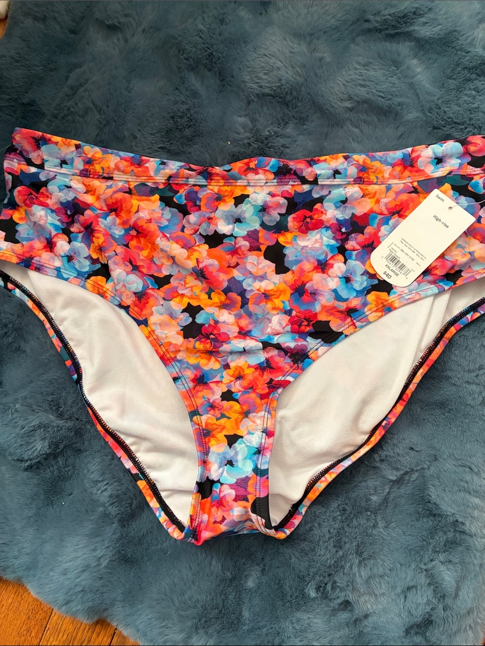 Xersion Floral Bikini Bottoms in Orange, Blue, Pink and Black